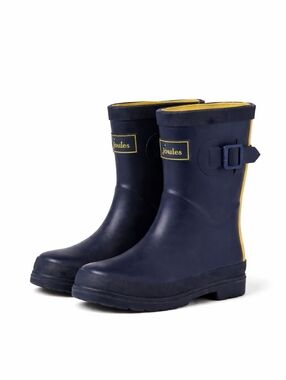 Joules Kids Rain Boots Black Yellow Stripe Rubber Wellies Size 12